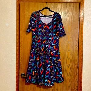 2XL LuLaRoe Nicole Purple Multicolor Dress